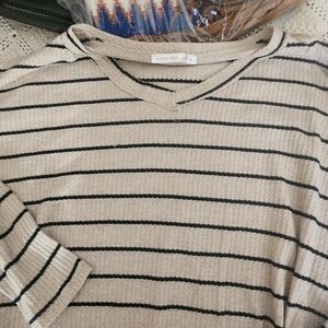 Atlantic Stripe Cream and Black Top